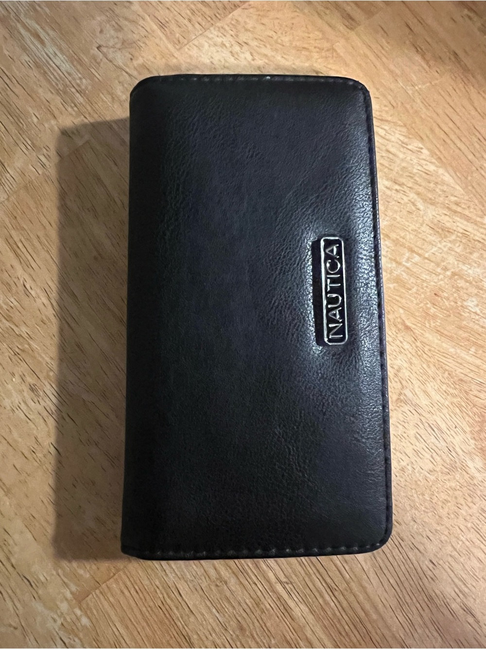 Nautica Black Leather Card & Key Holder